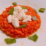 Tomato risotto with ricotta and basil