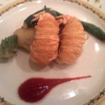 カリカリのジャガイモで包んだ赤座海老