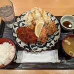 おっとり - 名古屋コーチンメンチカツとからあげ３個定食¥1150-