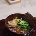 江戸前芝浜 - 「鳧蔥（かもねぎ）」、w/芹菜（せり）