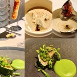 レスト ケイ ヤマウチ - スナップエンドウが春を意識したソース、ヒラメはふっくらと焼かれ、パンはサクッもちもち。スープの鮑の食感、原木椎茸は風味よく濃い。