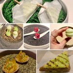 レスト ケイ ヤマウチ - アミューズに蕗の薹、ビーツ×シャンパン、木の芽に三河鰻の蒲焼と風味もさまざま。風味も新春など感じる