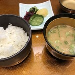 指宿白水館 - 止椀　薩摩汁　御飯　鹿児島県産米　香の物　盛り合せ