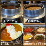 伊豆長岡温泉　ホテル天坊 - ごはんにカレー2種をかければダムカレーが出来ます。