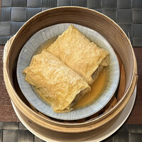 家寶 跳龍門 - 精進野菜の湯葉蒸しオイスターソース　複雑なキノコ・野菜の高貴な風味