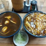 翁そば - カレー南蛮そばと、かき玉そば