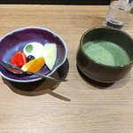 天冨良 麻布よこ田 - ラフランスのソルベ、抹茶 ♪