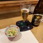 割烹春日 - 瓶ビールとお通し