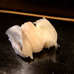 Yoshida Sushi - 左からコハダ、ツブ貝、白魚