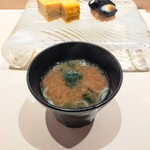 鮨 なかや - 玉と茄子漬物、お椀