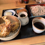 手打蕎麦うどん隆 - サービスセット かしわ天丼＋もり蕎麦