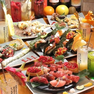 Enjoy stylish meat Sushi, Seafood Sushi, and creative Tempura ♪