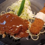 炭火酒菜ニョッキ - 和牛ハンバーグと海老フライ