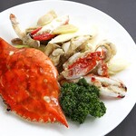 Stir-fried crab and green onion