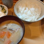 とんかつ燕楽 - 豚汁＆飯