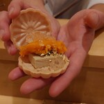 銀座 しのはら - フォアグラ、ピスタチオ、あんぽ柿、ウイスキーセリーの最中