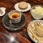 賛否両論 - ・甘味
      とり将プリン
      黄柚子シャーベット
      自家製もなか
      きなこアイス
      スカイベリーの白餡掛け