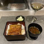 八重洲 steak & seafood 鉄板焼き 一心 - うな重小と白ワイン