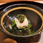寿し道 桜田 - 虎ふぐの白子に自家製キャビアシャリ