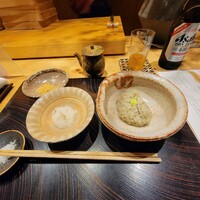 玄水 - 蕎麦がき、おろし醤油、わさび、きな粉