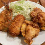多奈か - 三色定食　アジフライ、コロッケ、若鶏唐揚げ