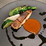 オステリア ブッビーノ - ⑥メイン(魚)；胡椒鯛のソテーをオマール海老のソースで