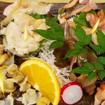 Oryouri To Jikaseimai Iwaiya - 春の貝刺し盛り合わせ(つぶ貝、赤貝、ミル貝、ホッキ貝など)