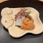 もちづき - 縞鯵　ホタルイカ　スミイカ　うるい　泡醤油