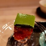 馬車道 大かわ - あまおうゼリーと抹茶寒