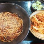 Yudetarou - ミニ野菜かき揚げ丼温そばセット
