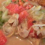 キノシタ - <'13/06/29撮影>デジュネ 1900円 のアイナメのポワレ あさりと春キャベツの軽い煮込み