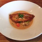 キノシタ - <'13/06/29撮影>デジュネ 1900円 のアイナメのポワレ あさりと春キャベツの軽い煮込み