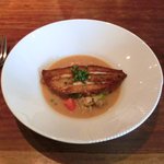 キノシタ - <'13/06/29撮影>デジュネ 1900円 のアイナメのポワレ あさりと春キャベツの軽い煮込み