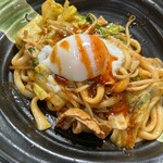 Fried pork belly kimchi udon