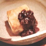 茜坂大沼 - 先付　空豆の揚げ豆腐に鴨味噌
