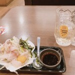Mekikinoginji - 薬味たっぷり寒鰤ユッケ/角ハイボール