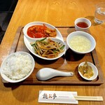 神楽坂 龍公亭 - 日替わりランチ スープ付き
            この日は青椒肉絲とエビチリ