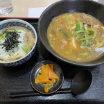 花鶴 - ミニ牛とじ丼とカレーうどん1100円