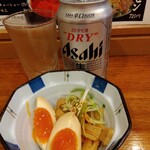 俺の中華たなか家 - (*´艸｀*)先発で「アサヒスーパードライ缶」を注文(^_-)　サービスおつまみ☆とても嬉しいですね♬