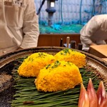 赤坂 菊乃井 - ⚫焼物「からす鰈菜の花焼き　木ノ芽」