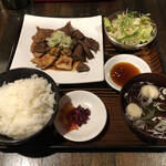 彩華 - 焼肉Ａ定食（牛カルビ、ホルモン）+ハラミ