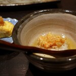 博多 鮨 よこ田 - 桜エビかき揚げ天茶、だし巻き玉子の天ぷら