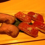 藁焼き・日本酒 わらやき道場 - 肉寿司盛り合わせ/6貫