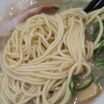 濃厚鶏白湯ラーメン 鶏味万彩 - 麺のアップ