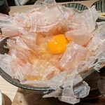節道 - 鰹節丼に生卵投下!!