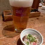 CRAFT BEER MARKET - うしとらIPA900円、お通し300円