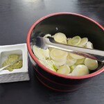 そば処やぶ - 薬味のネギ&ワサビ