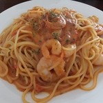 ストレージ ワークス - 小海老のトマトクリームパスタ。