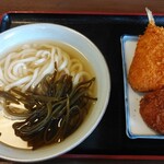 氷見うどん 美濃屋 - かけうどん大＆アジフライ＆高岡コロッケ