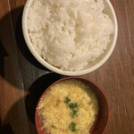 七輪焼肉 楽しいら - ごはんと玉子スープ